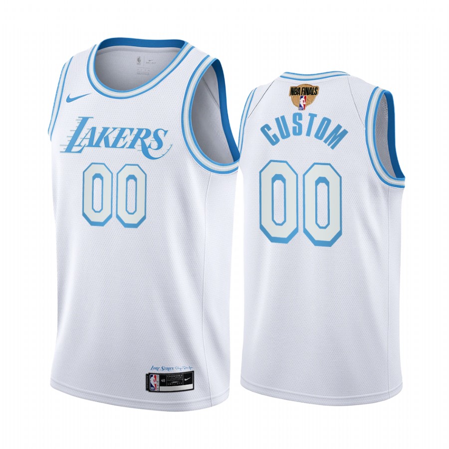 Los Angeles Lakers Custom White 2021 NBA Playoffs Jersey City Edition