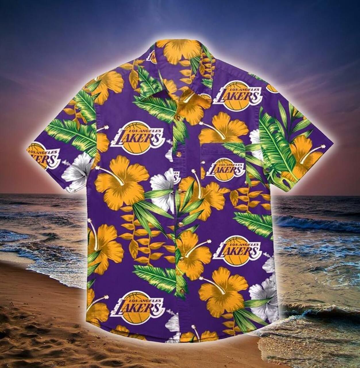 Los Angeles Lakers Hawaii Shirt Fashion Island Tourism 3D All Over Print Shirt3628