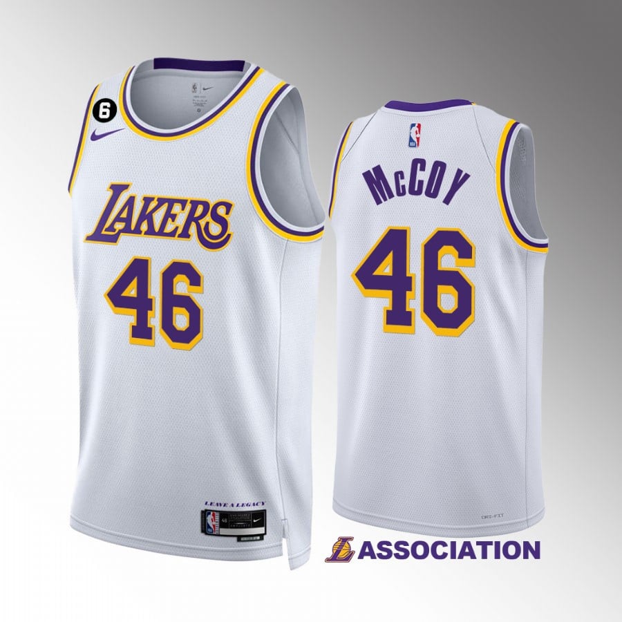 Los Angeles Lakers Javante McCoy 46 Association Edition White 2022-23 Jersey NO.6 Patch