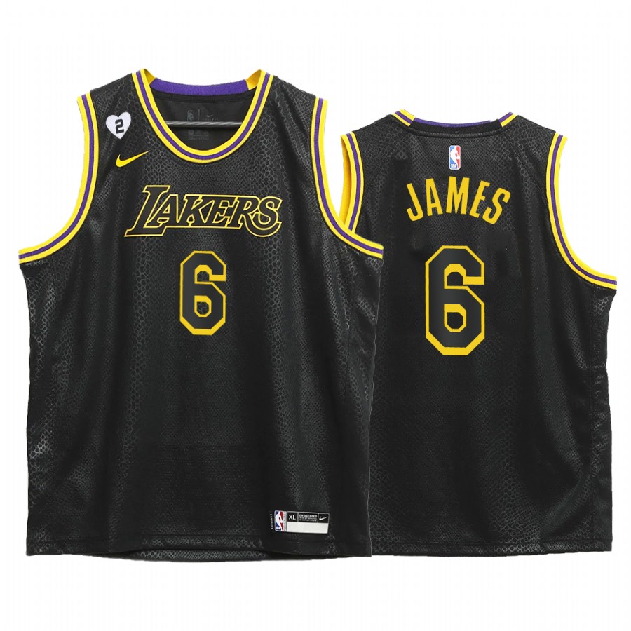 Los Angeles Lakers LeBron James 2021-22 Mamba Inspired Black Youth Jersey Change Number #6