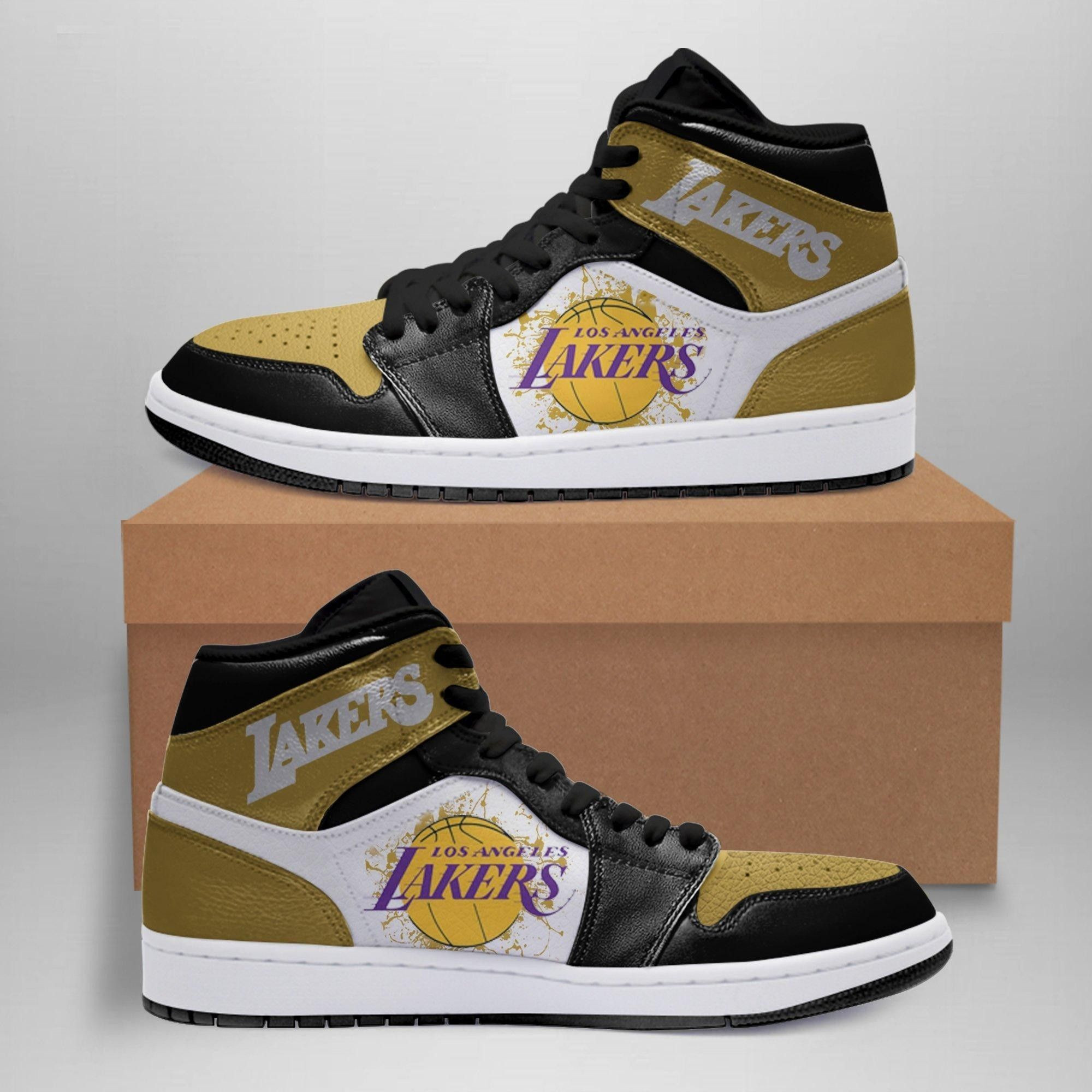 Los Angeles Lakers NBA Shoes Basketball High Top Air Jordan Sneaker, Air Jordan Hightop