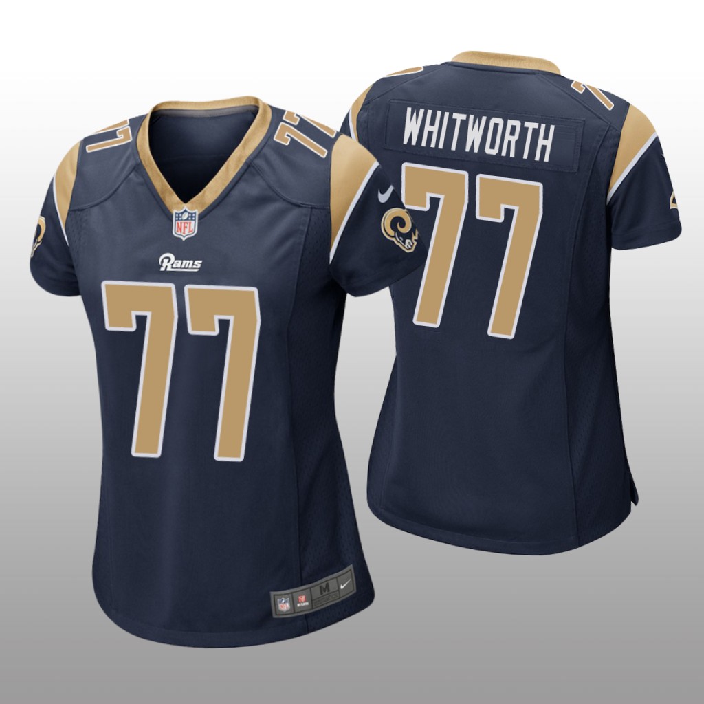 Los Angeles Rams #77 Navy Andrew Whitworth Game Jersey - Women