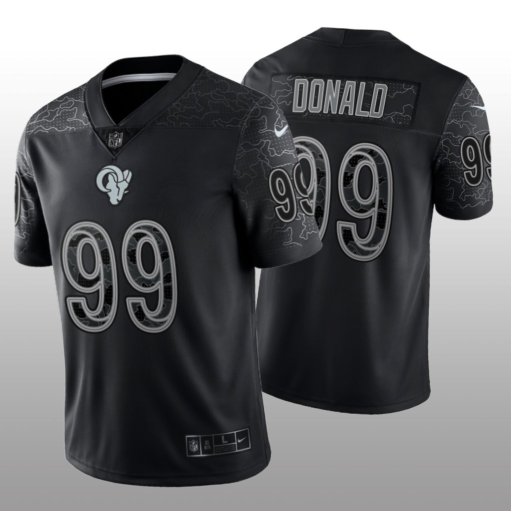 Los Angeles Rams Aaron Donald Black Jersey Reflective Limited - Men's