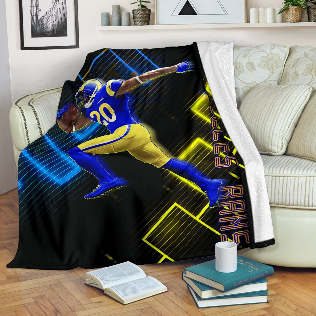 Los Angeles Rams American Football Cool Jalen Ramsey 20 Running Electronic Fleece Blankets