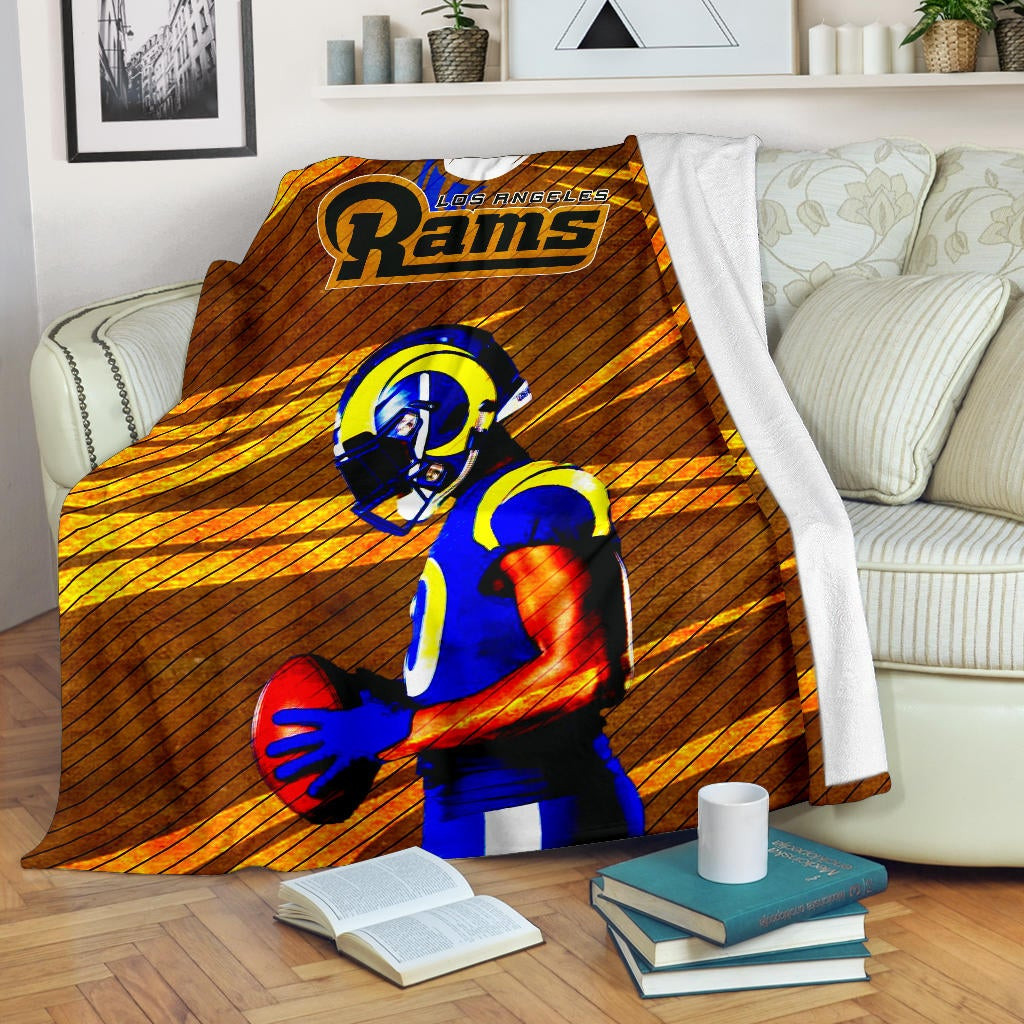 Los Angeles Rams American Football Cool Jalen Ramsey 20 With Rugby Ball Fleece Blankets