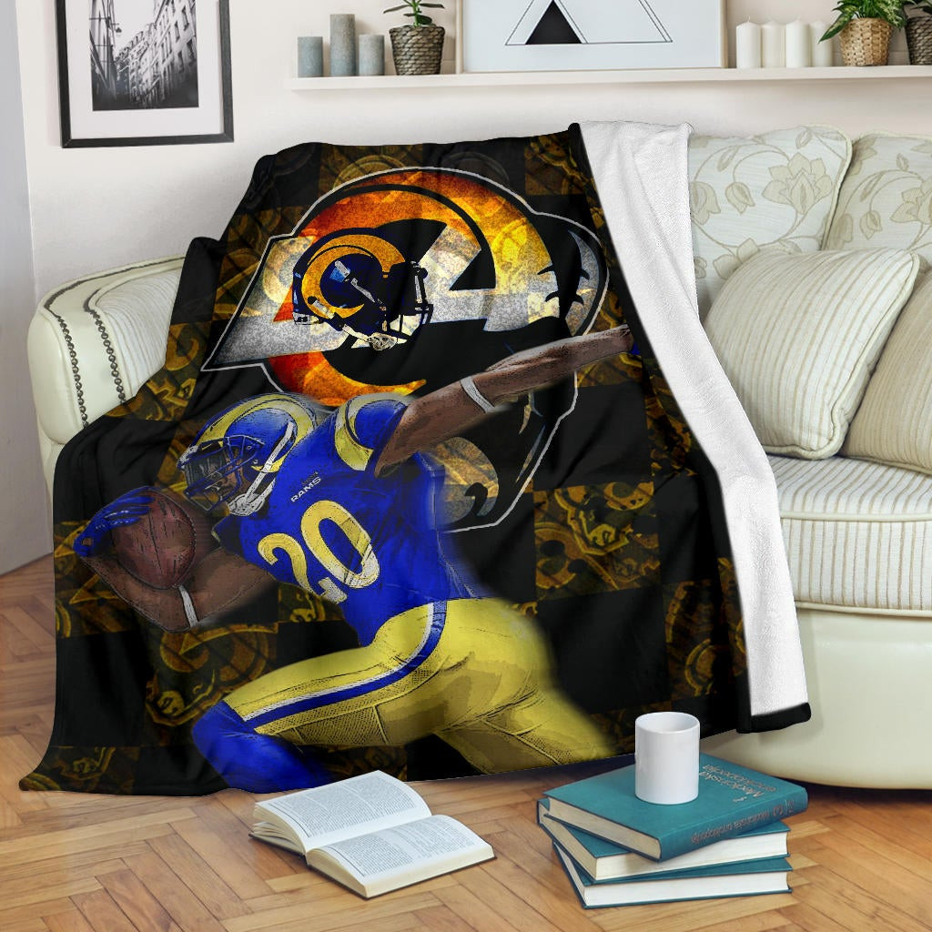 Los Angeles Rams American Football Raymond Calais 30 Grab Rugby Ball Running Fleece Blankets