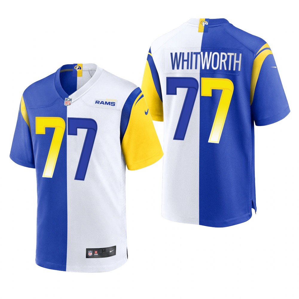 Los Angeles Rams Andrew Whitworth Royal White Game 2021 Split - Men's