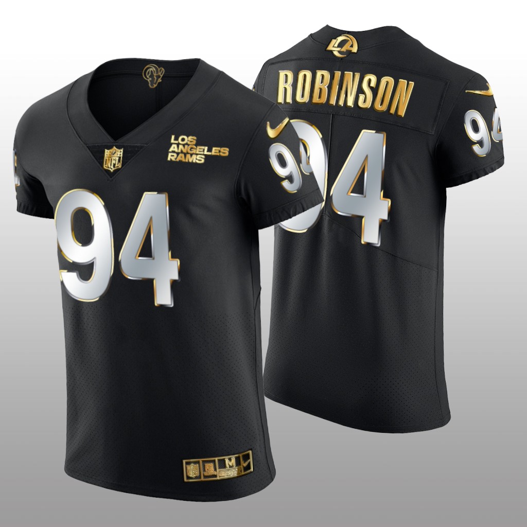 Los Angeles Rams A'Shawn Robinson Black Vapor Elite Jersey Golden Edition Men's