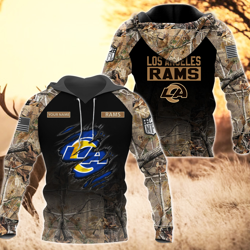 Los Angeles Rams Custom Name Hunting Camo Hoodie