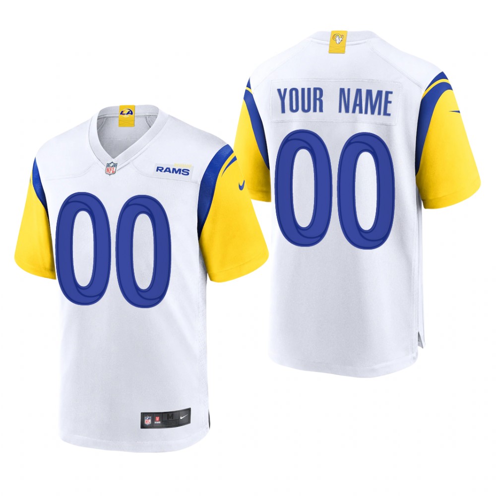 Los Angeles Rams Custom White Jersey Alternate Game - Men's