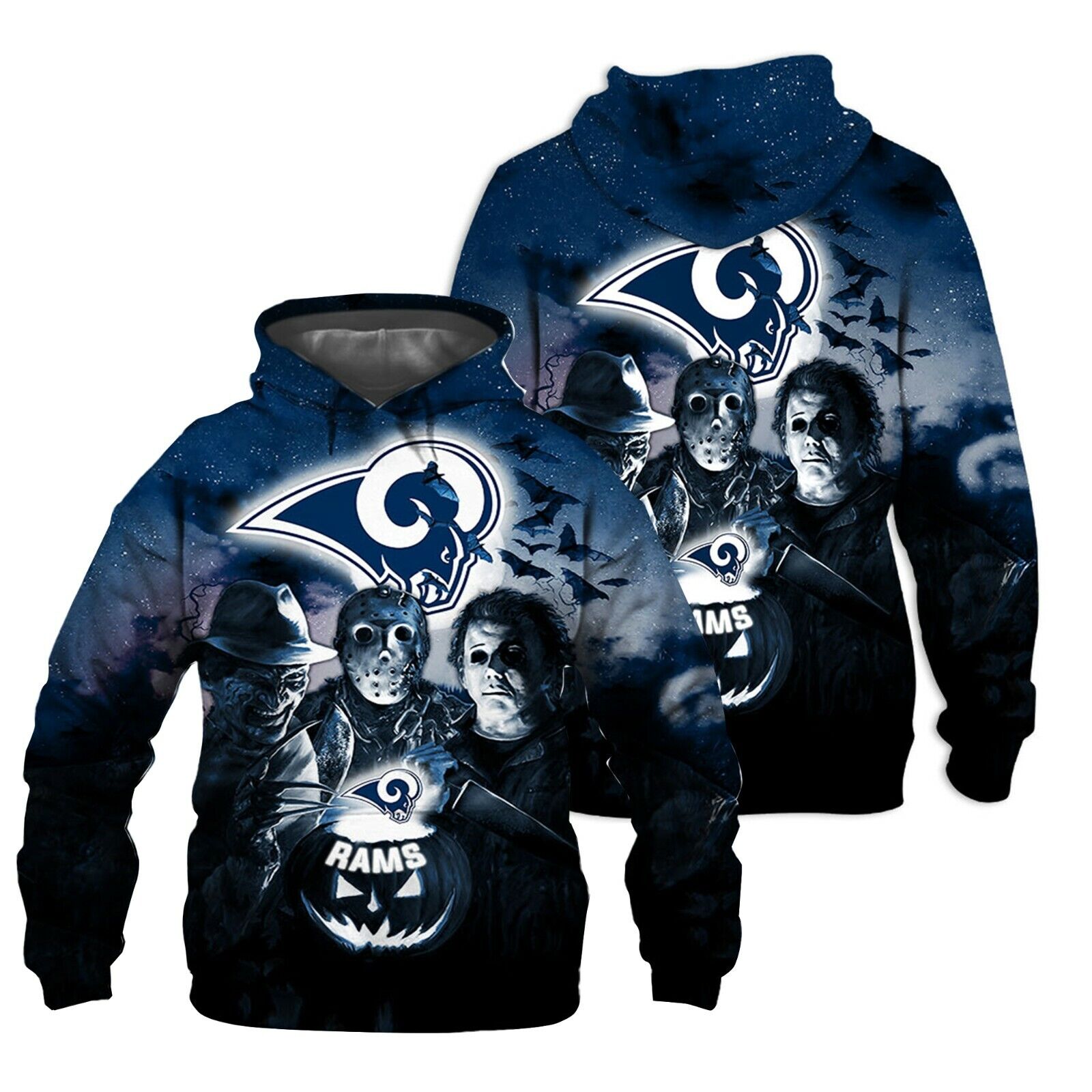 Los Angeles Rams Hoodies UP Pullover Halloween Hooded Jacket Coat