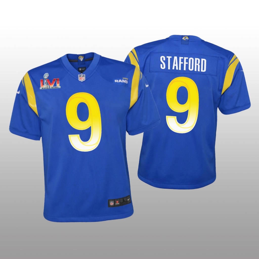 Los Angeles Rams Matthew Stafford Royal Game Jersey Super Bowl LVI - Youth