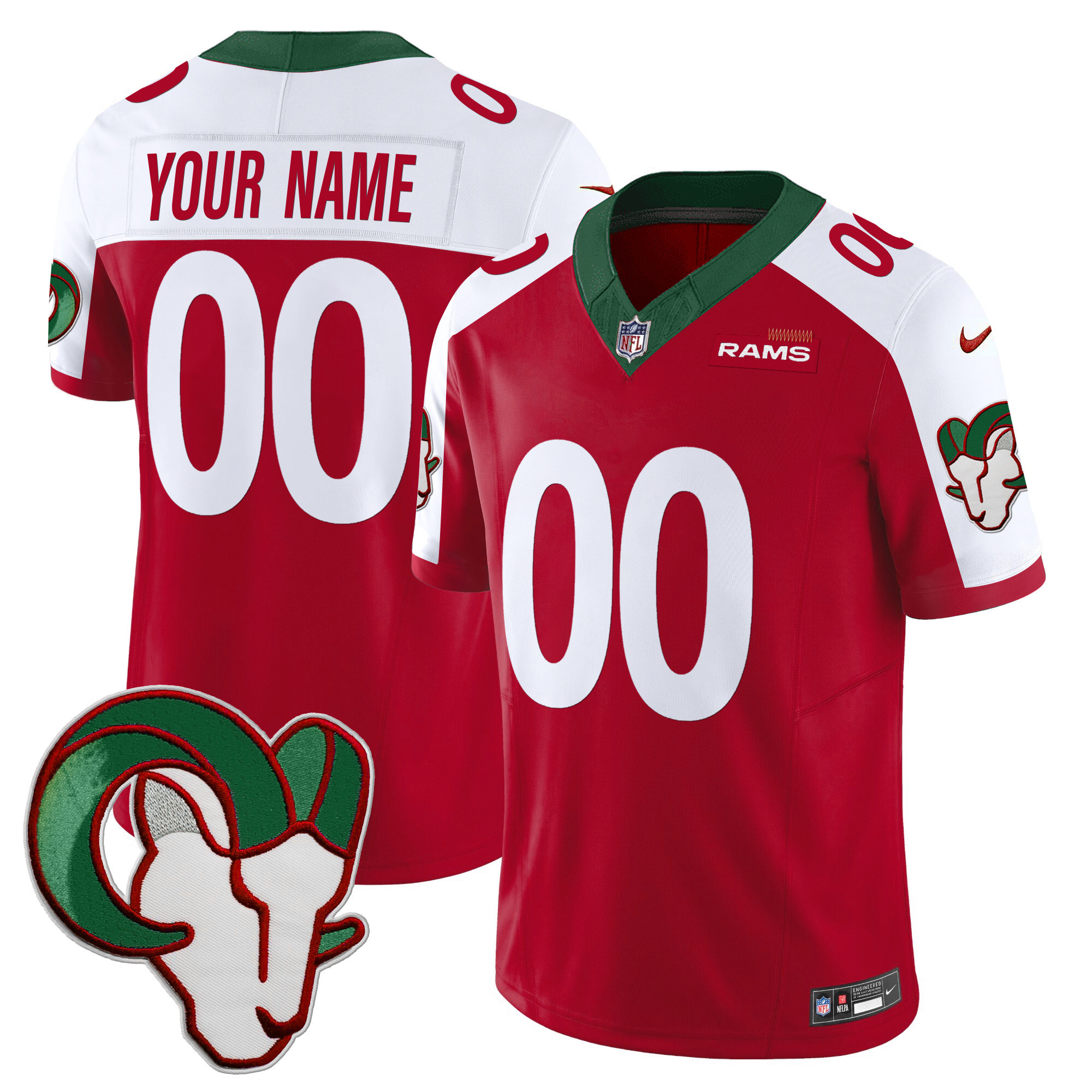 Los Angeles Rams Mexico Vapor Limited Custom Red Alternate Jersey - All Stitched 