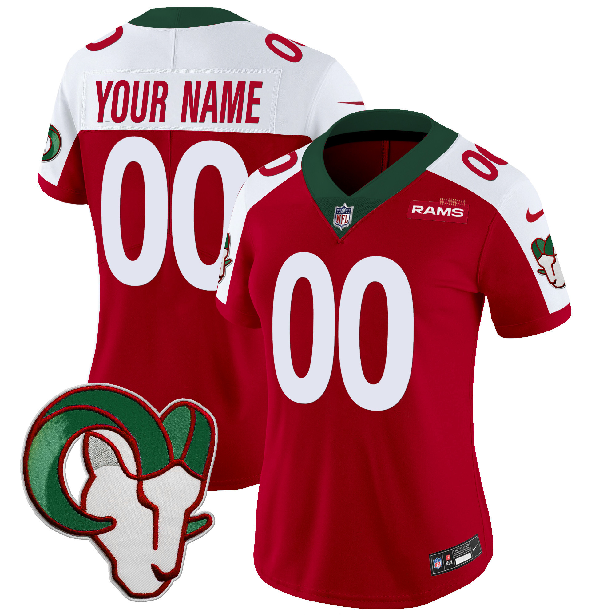 Los Angeles Rams Mexico Vapor Limited Custom Red Alternate Jersey - All Stitched 