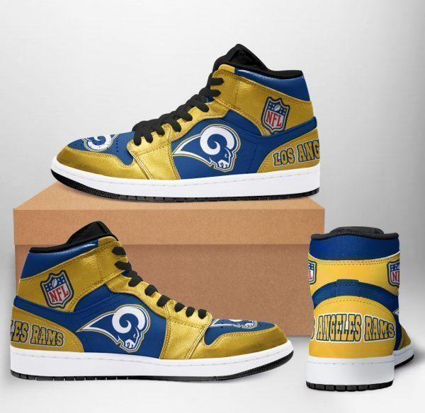 Los Angeles Rams Nfl Football Sneaker Team Eachstep Shoes Sport Sneakers High Top Air Jordan Sneaker, Air Jordan Hightop