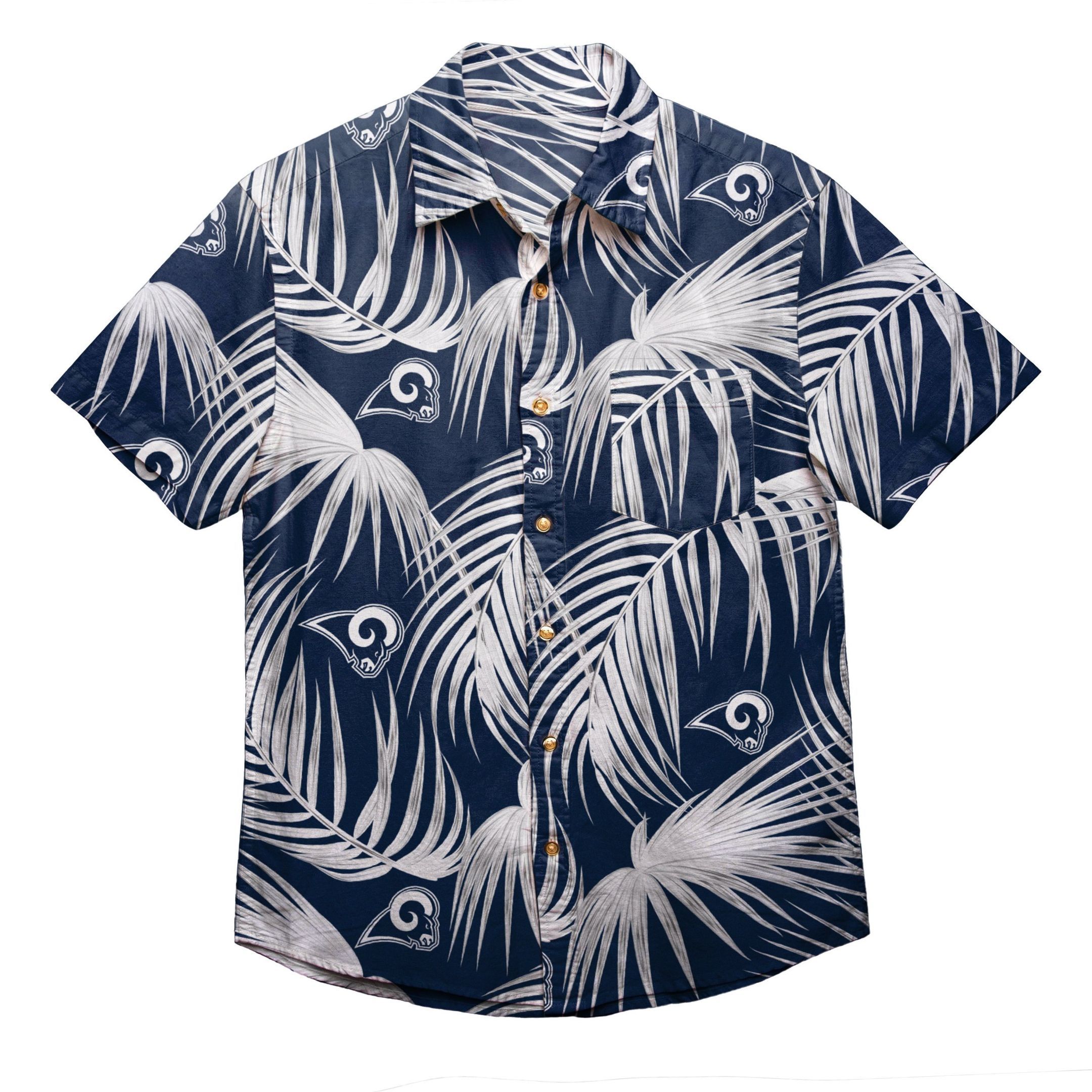 Los Angeles Rams Nfl Mens Hawaiian Aloha Button Up Shirt Hawaiian Beach