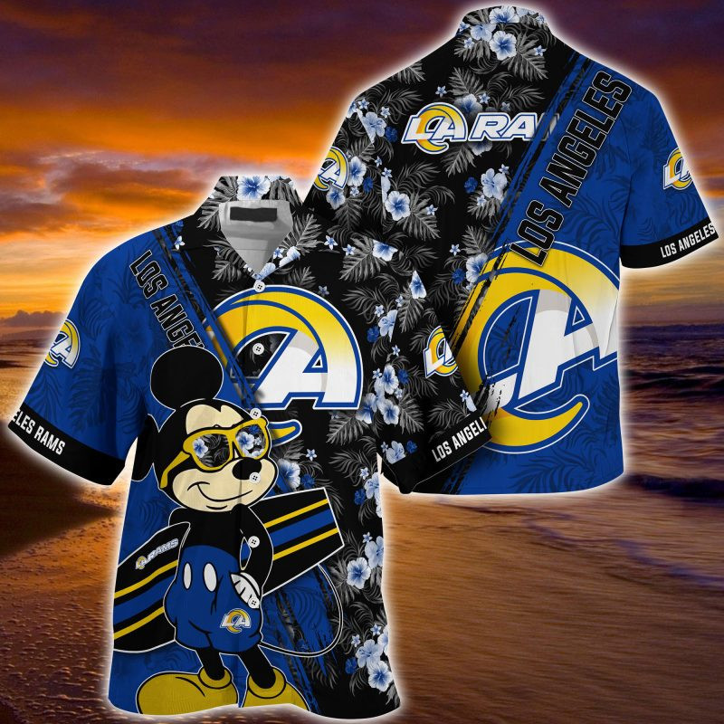 Los Angeles Rams NFL Summer – Hawaii Shirt For This Season – Gift For Sport Lovers Mickey And Floral Pattern