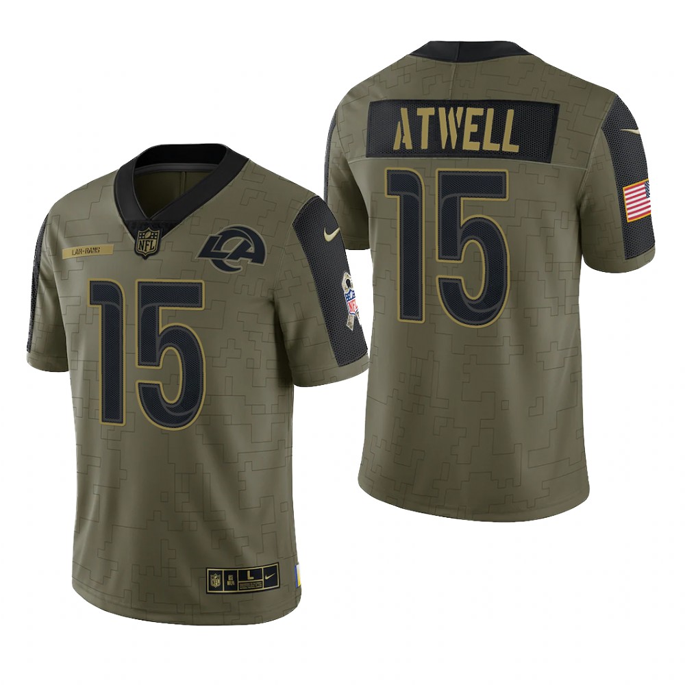 Los Angeles Rams Tutu Atwell Olive Limited Jersey 2021 Salute To Service - Men's