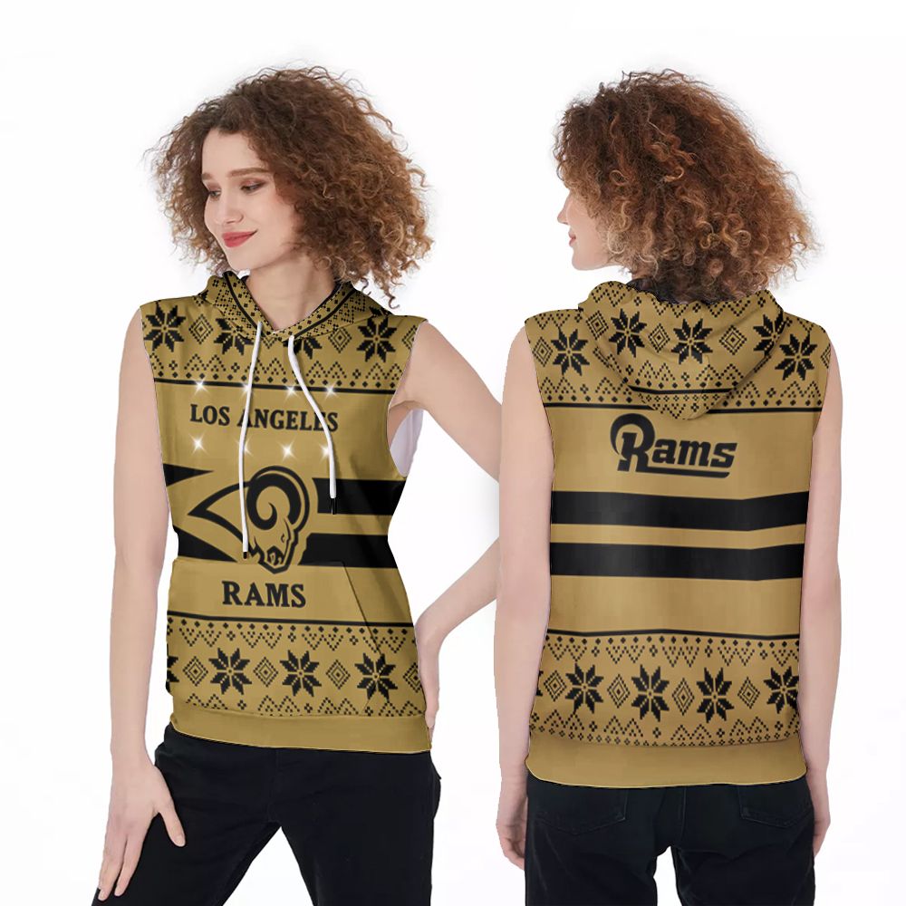 Los Angeles Rams Twinkle Christmas Style 3D Printed Gift For Los Angeles Rams Fan Sleeveless Hoodie