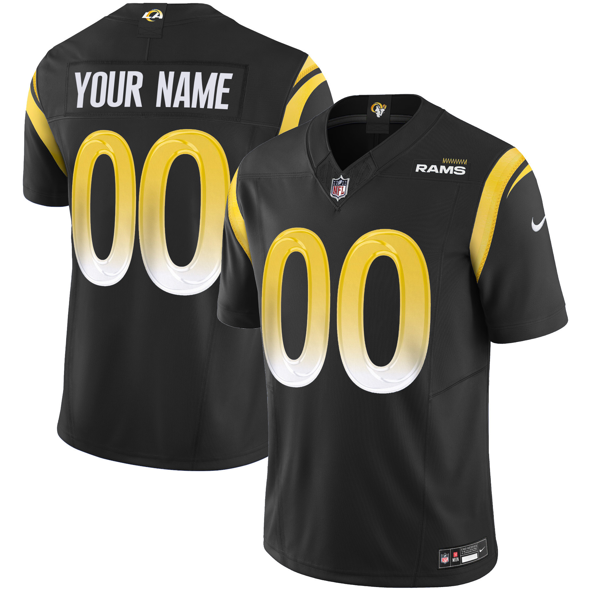 Los Angeles Rams Vapor Limited Custom Black Jersey - All Stitched 
