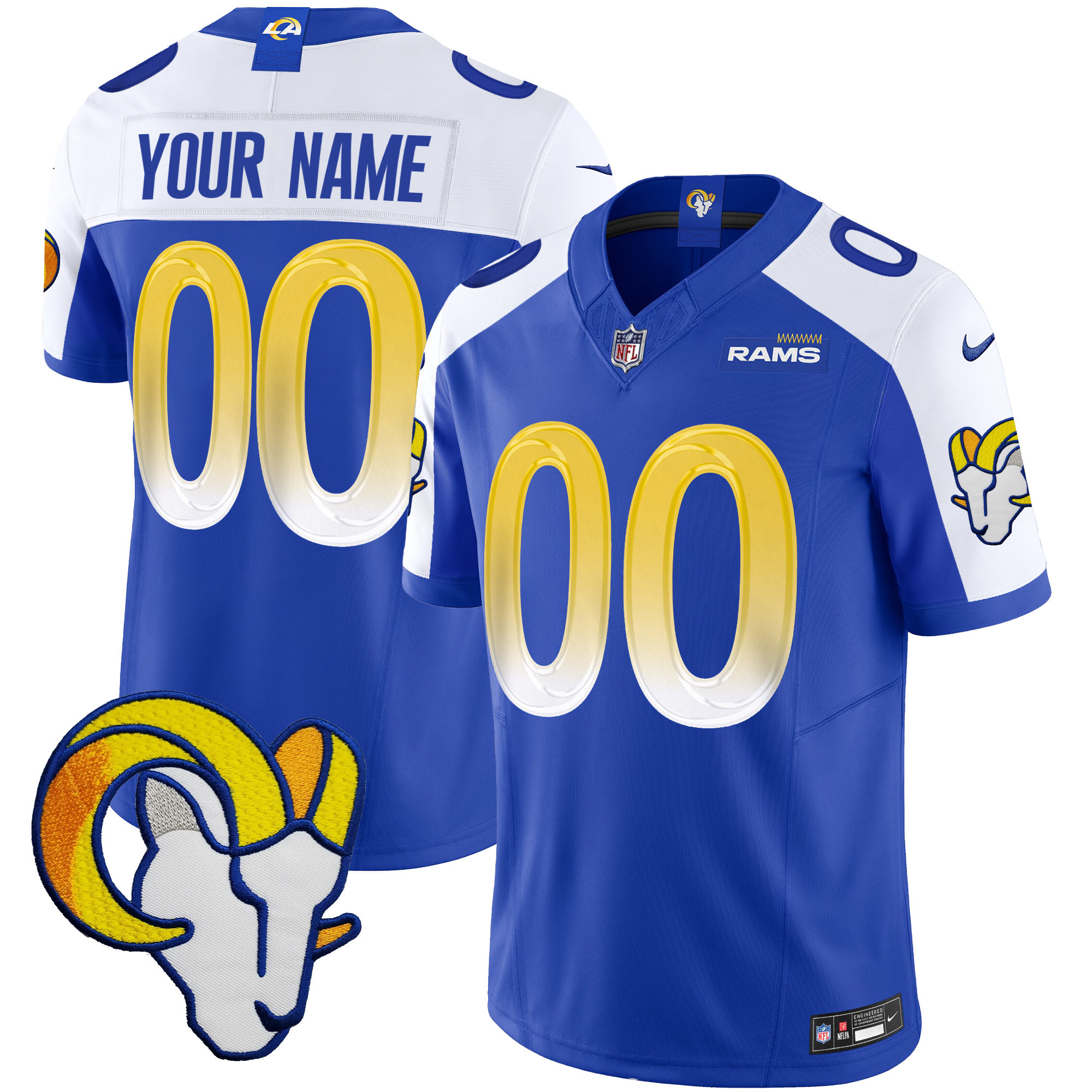 Los Angeles Rams Vapor Limited Custom Royal Alternate Jersey - All Stitched 