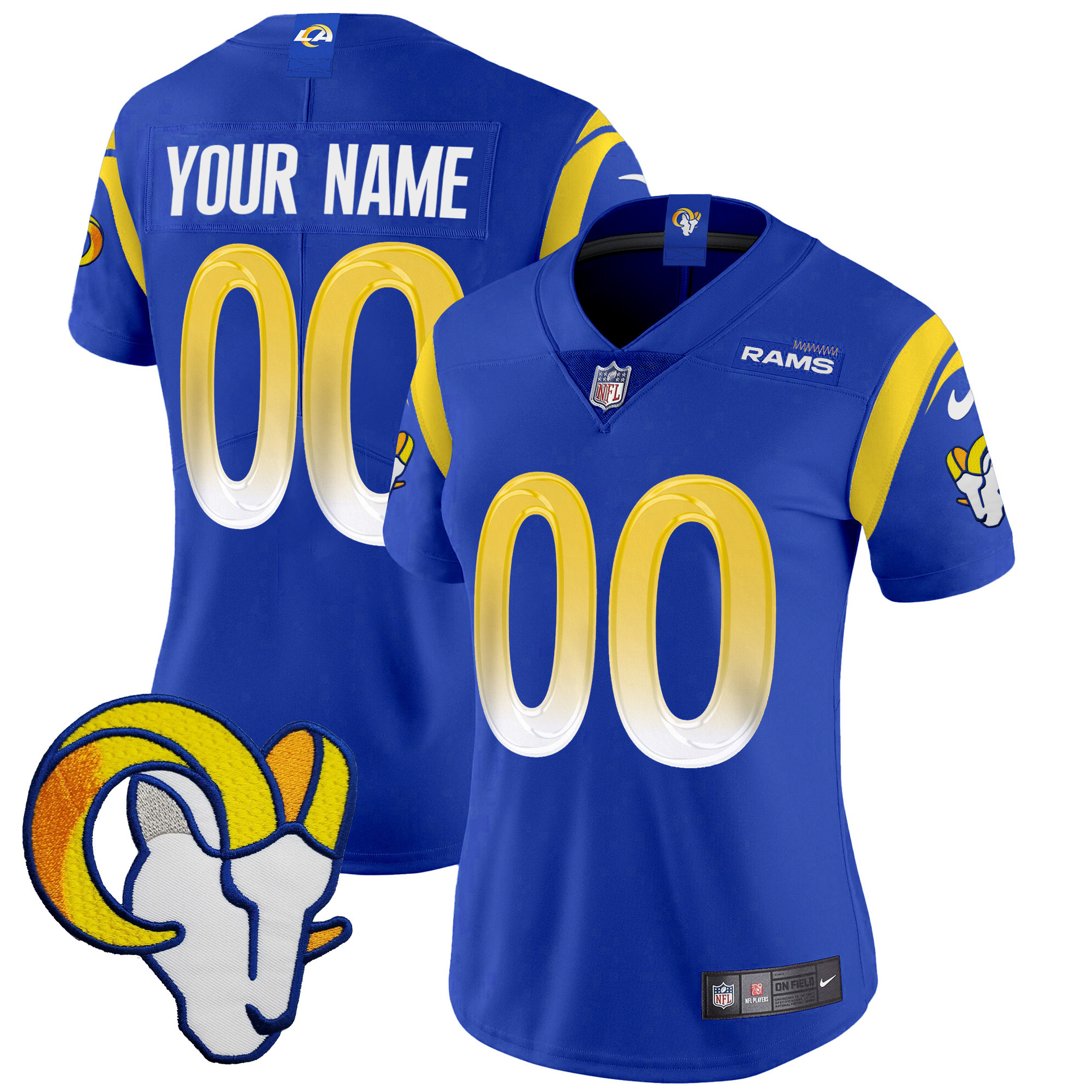 Los Angeles Rams Vapor Limited Custom Royal Jersey - All Stitched 