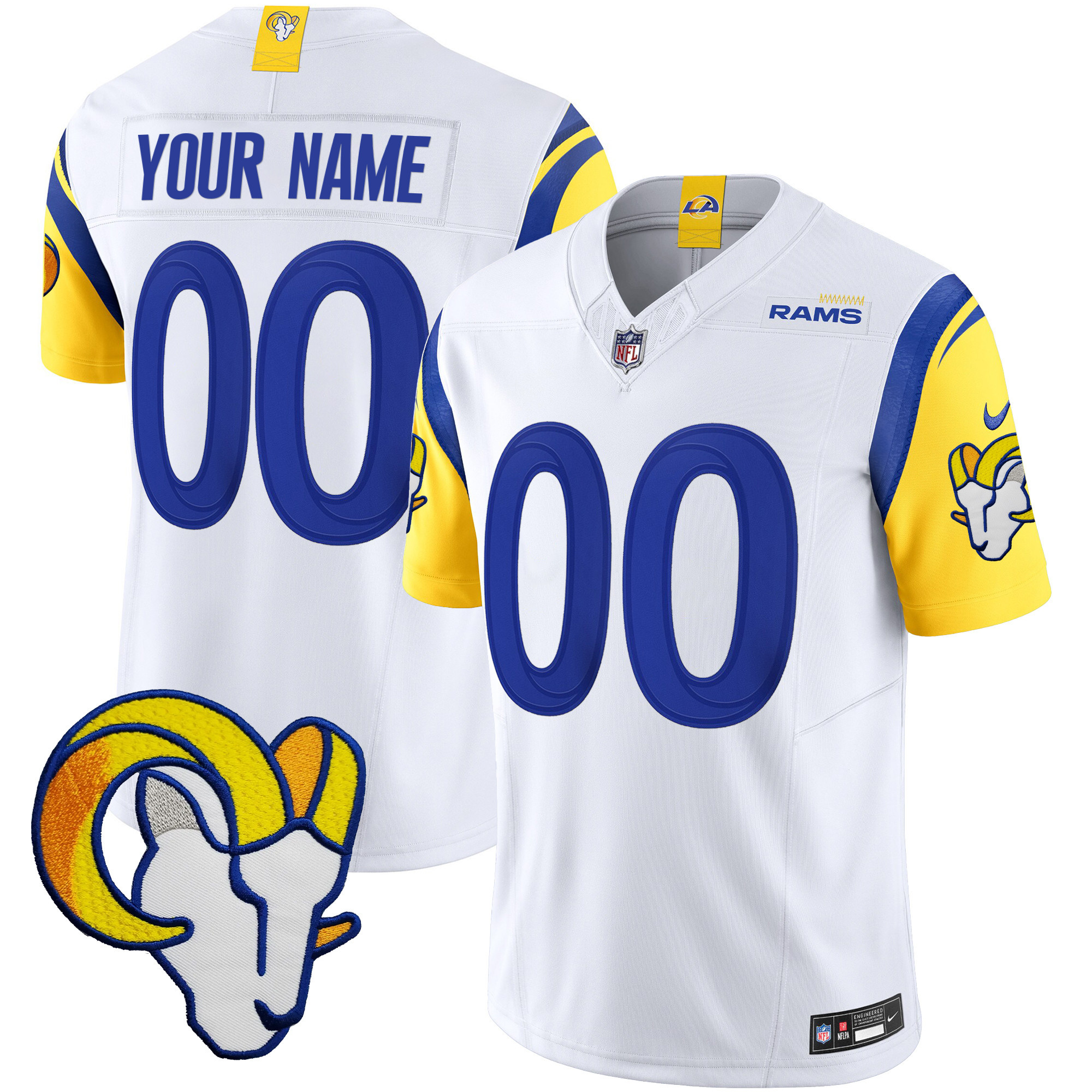 Los Angeles Rams Vapor Limited Custom White Jersey - All Stitched 