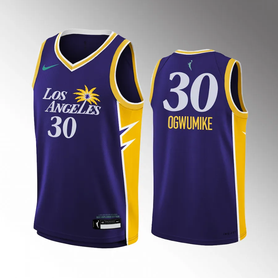Los Angeles Sparks Nneka Ogwumike 2022 Explorer Edition #30 Jersey WNBA Victory Player Youth Purple