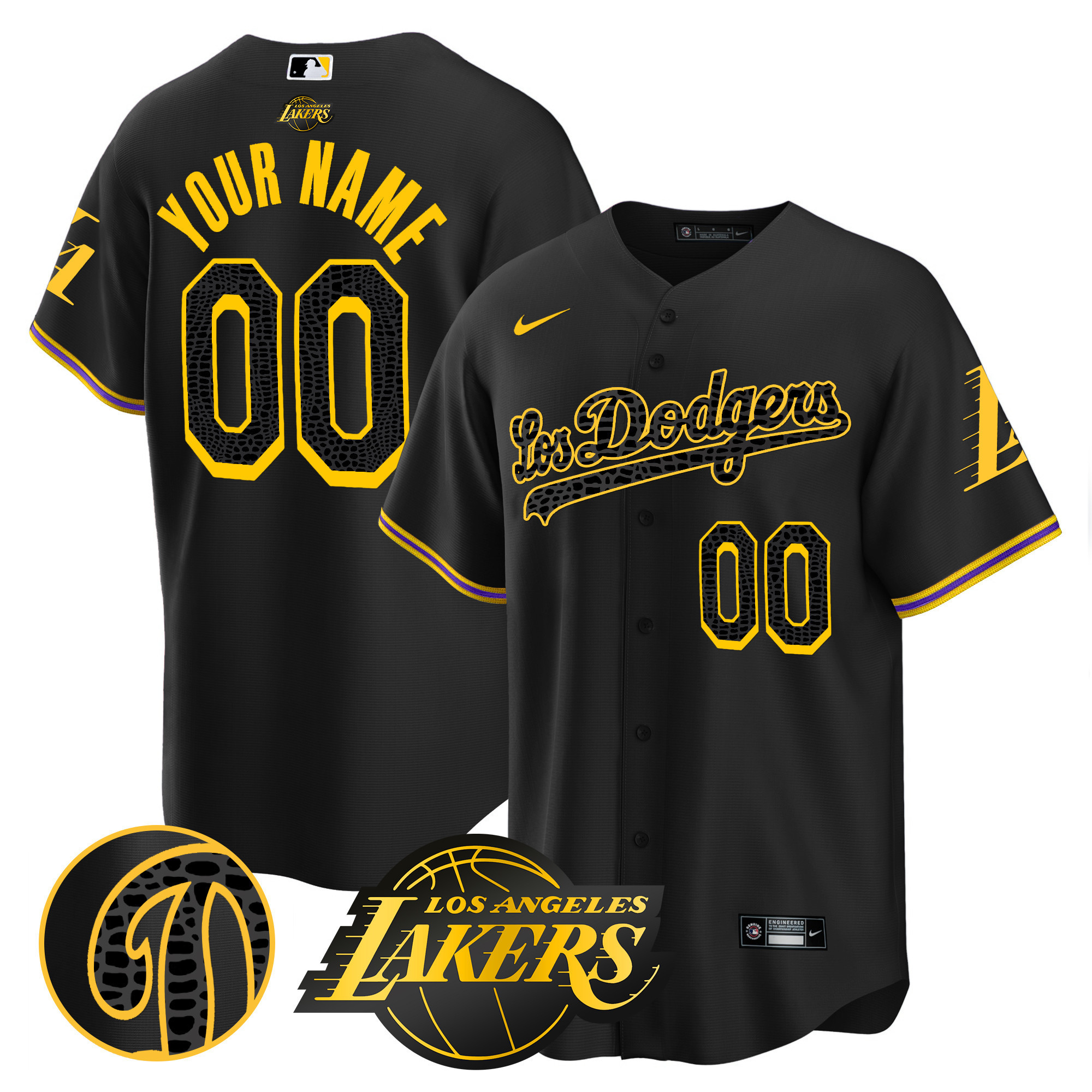 Los Los Angeles Dodgers Cool Base Mamba Custom Black Jersey - All Stitched