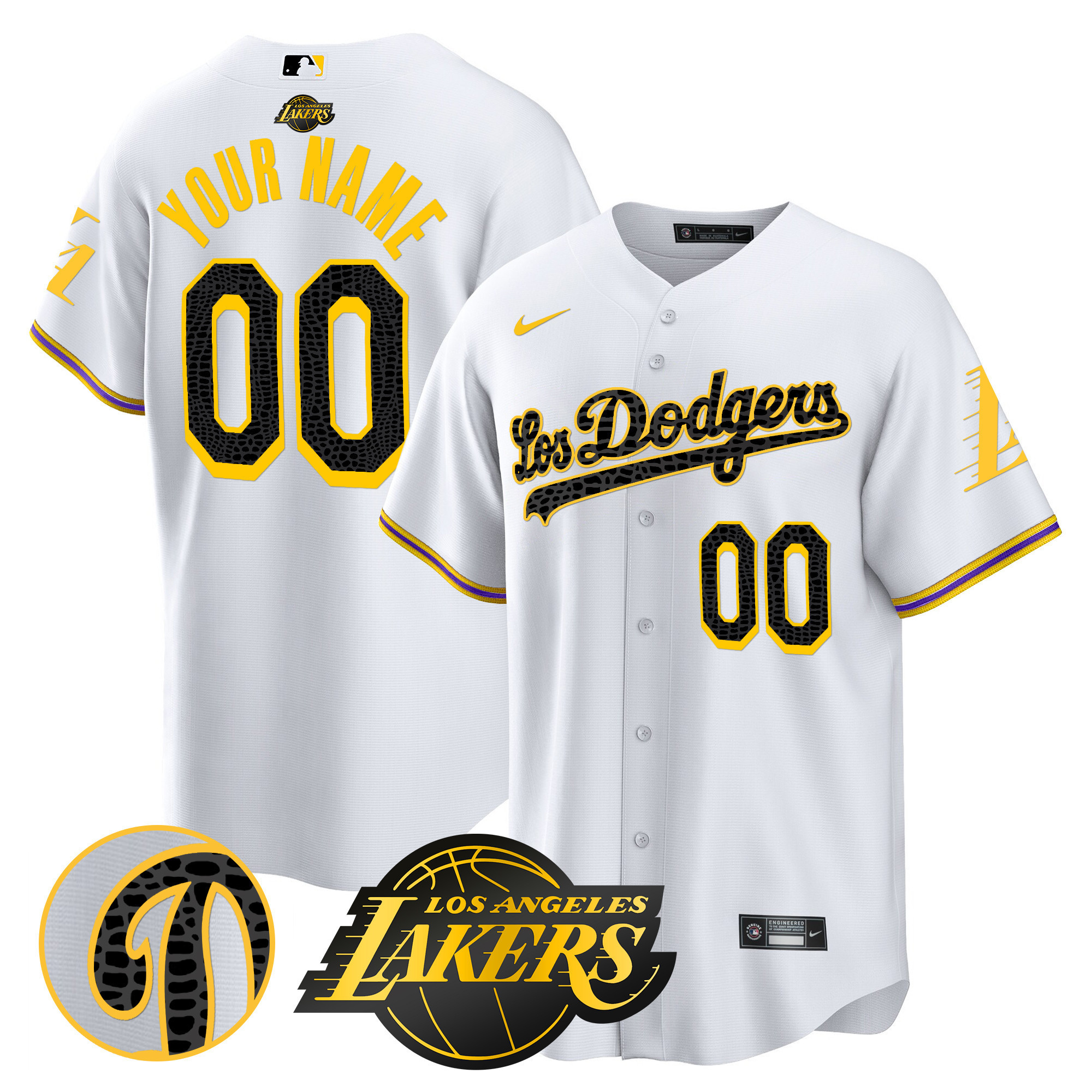 Los Los Angeles Dodgers Cool Base Mamba Custom White Jersey - All Stitched