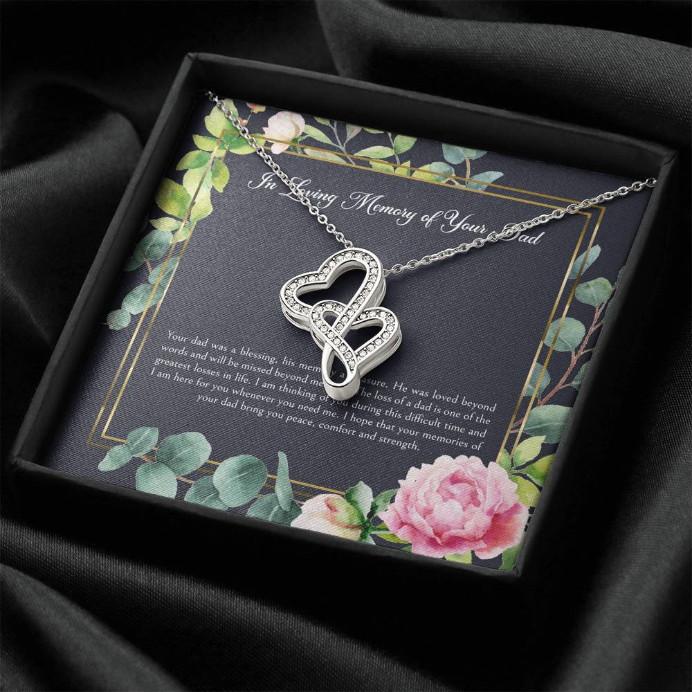 Loss of Dad Gifts, In Loving Memory, Sympathy Double Heart Necklace For Loss of Dad, Memorial Sorry For Your Loss Present