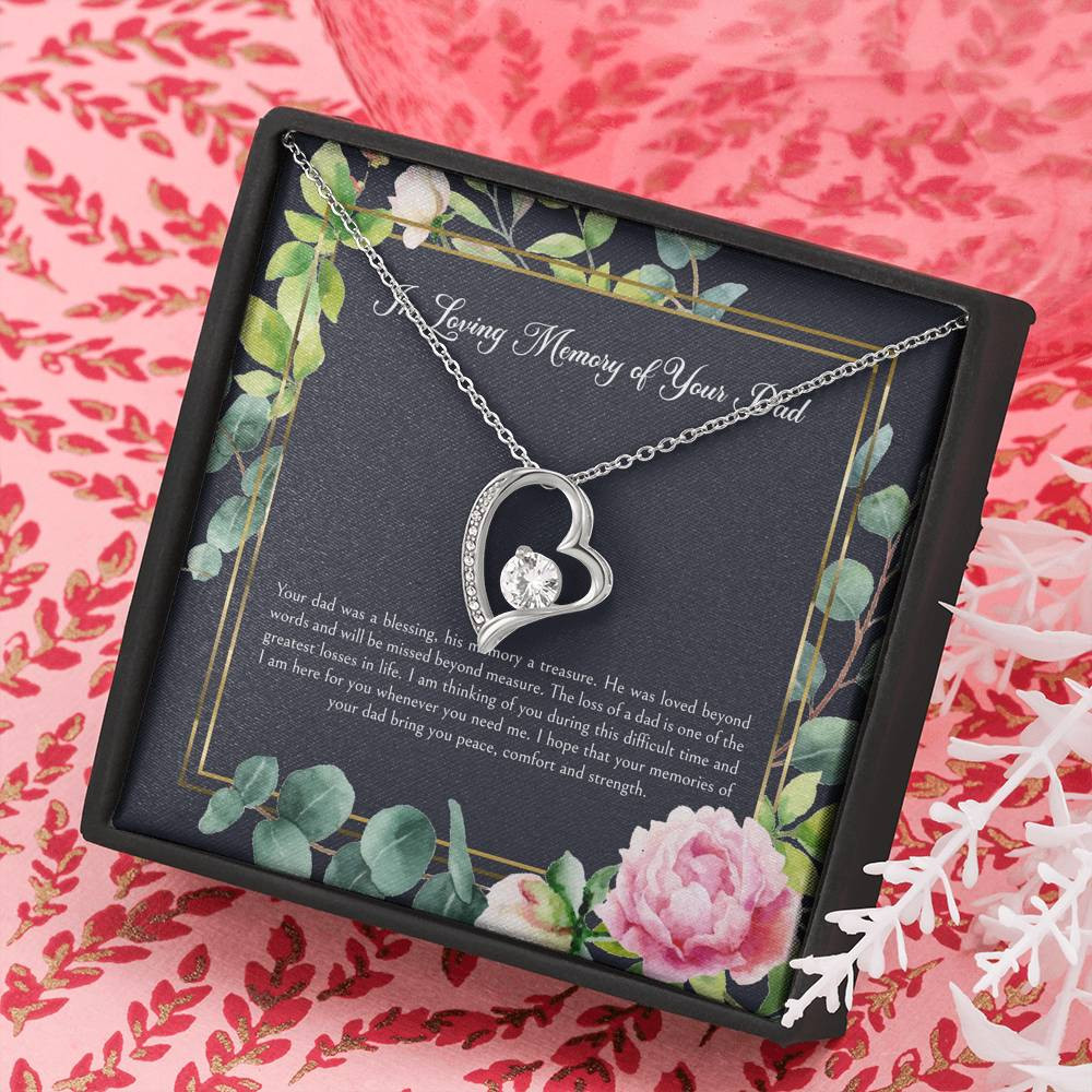 Loss of Dad Gifts, In Loving Memory, Sympathy Forever Love Heart Necklace For Loss of Dad, Memorial Sorry For Your Loss Present
