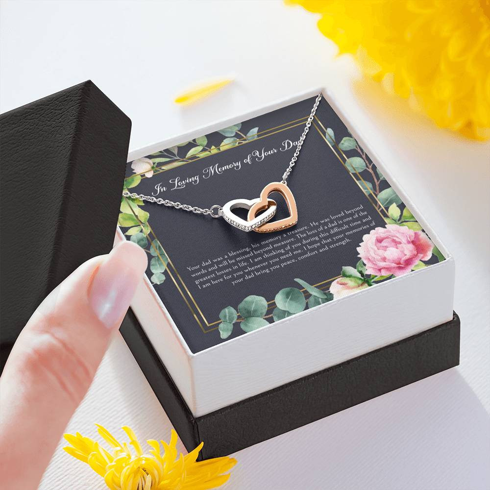 Loss of Dad Gifts, In Loving Memory, Sympathy Interlocking Heart Necklace For Loss of Dad, Memorial Sorry For Your Loss Present