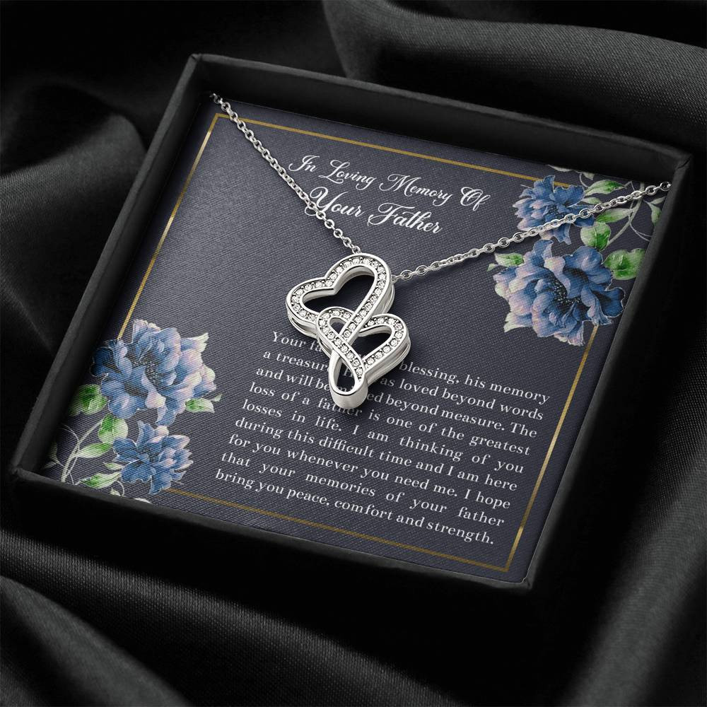 Loss of Father Gifts, In Loving Memory, Sympathy Double Heart Necklace For Loss of Father, Memorial Sorry For Your Loss Present