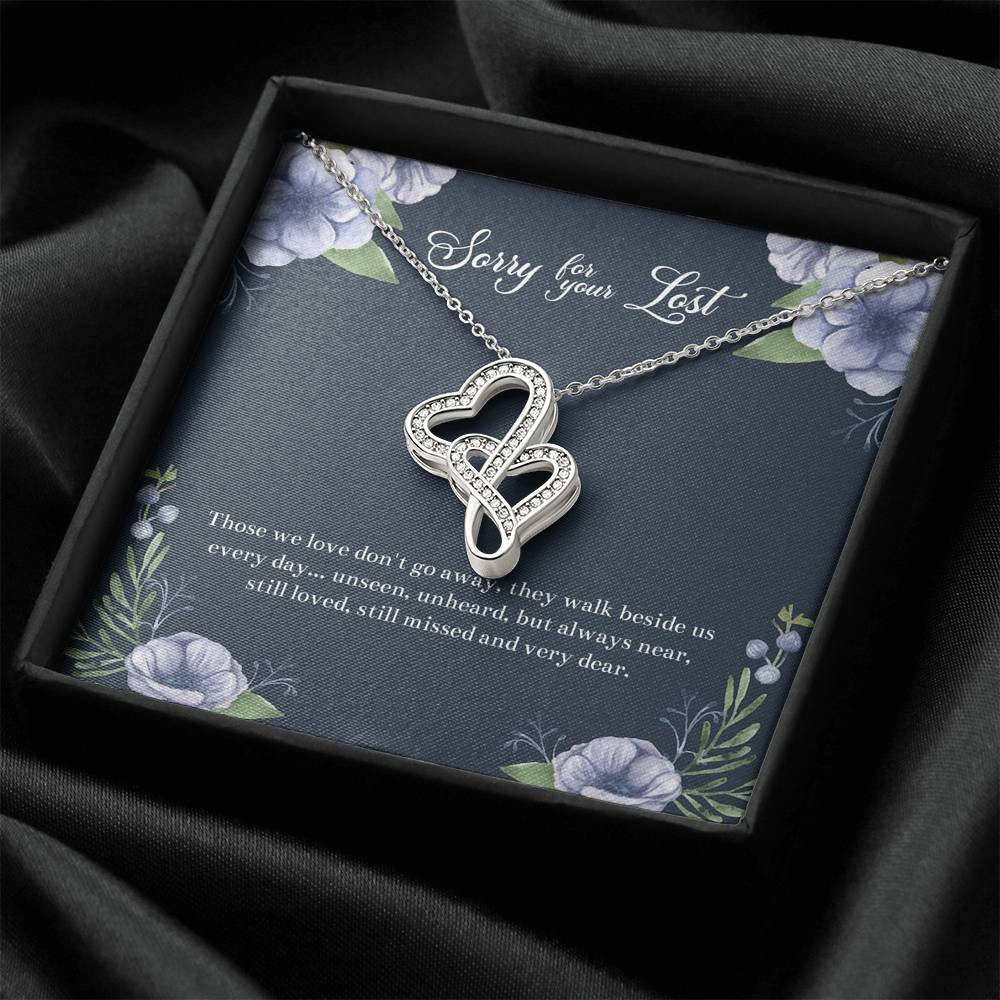 Loss of Loved One Gifts, Still Loved, Sympathy Double Heart Necklace For Loss of Loved One, Memorial Sorry For Your Loss Present