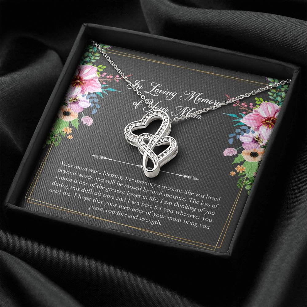 Loss of Mom Gifts, In Loving Memory, Sympathy Double Heart Necklace For Loss of Mom, Memorial Sorry For Your Loss Present