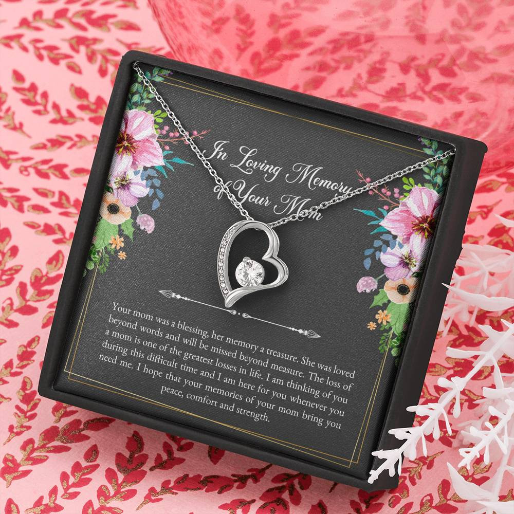 Loss of Mom Gifts, In Loving Memory, Sympathy Forever Love Heart Necklace For Loss of Mom, Memorial Sorry For Your Loss Present