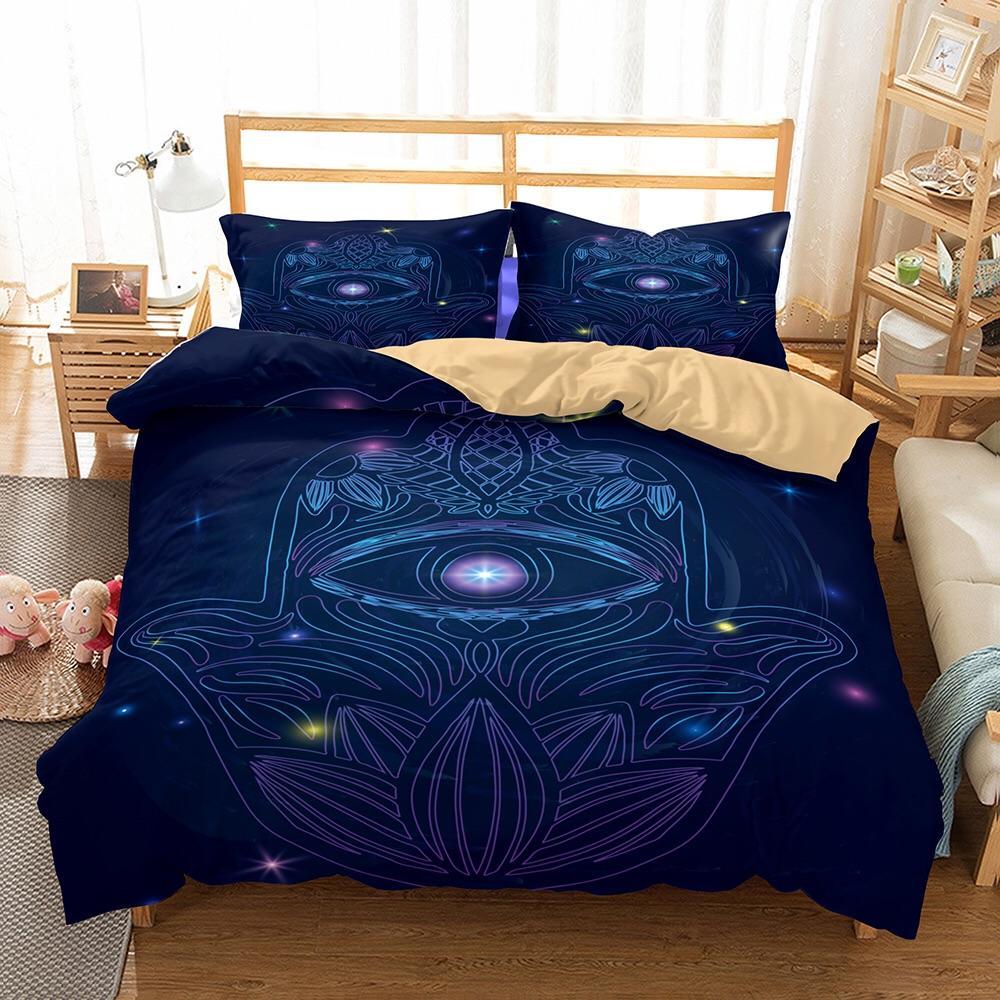 Lotus Hamsa Hand 3D Customized Duvet Cover Bedding Set