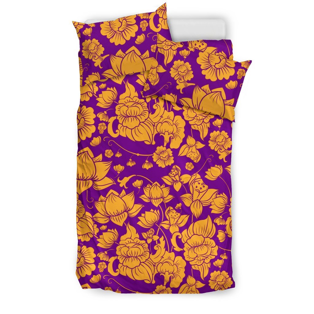 Lotus Orange Purple Abstract 3D Customized Duvet Cover Bedding Set