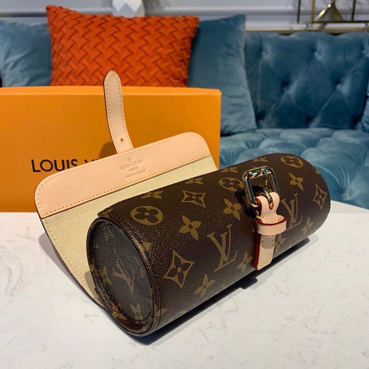 Louis Vuitton 3 Watch Case Monogram Canvas For Women, Travel Bags 7.9in/20cm LV