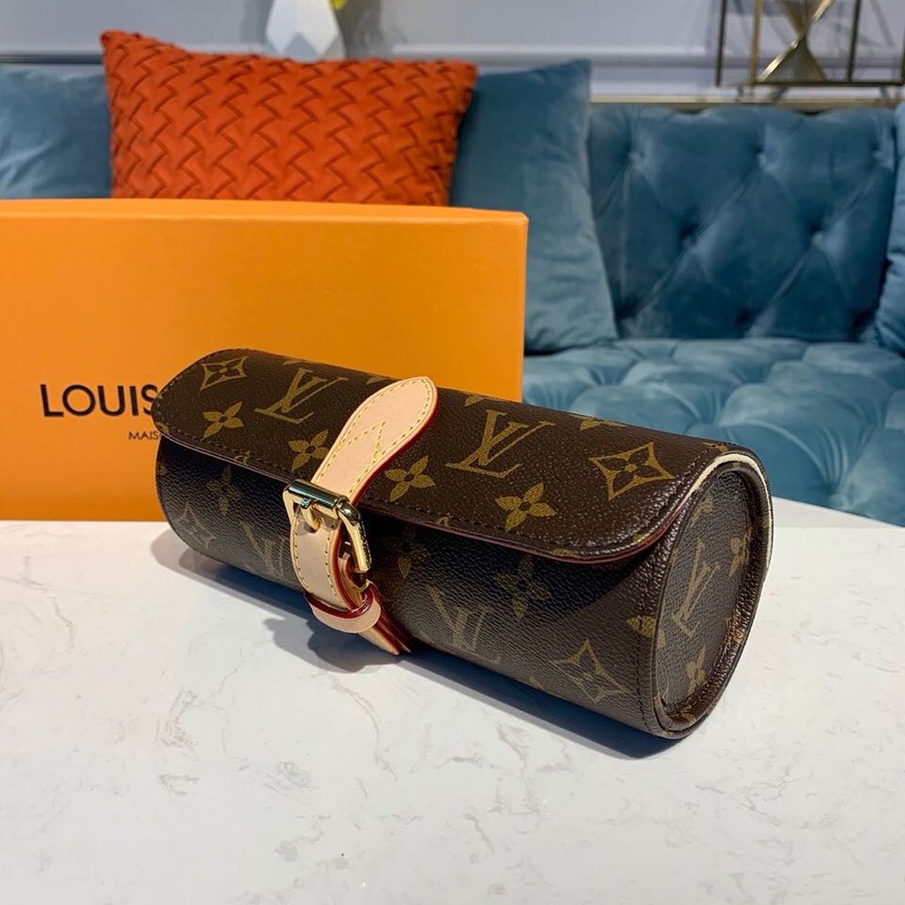 Louis Vuitton 3 Watch Case Monogram Canvas For Women, Travel Bags 7.9in/20cm LV