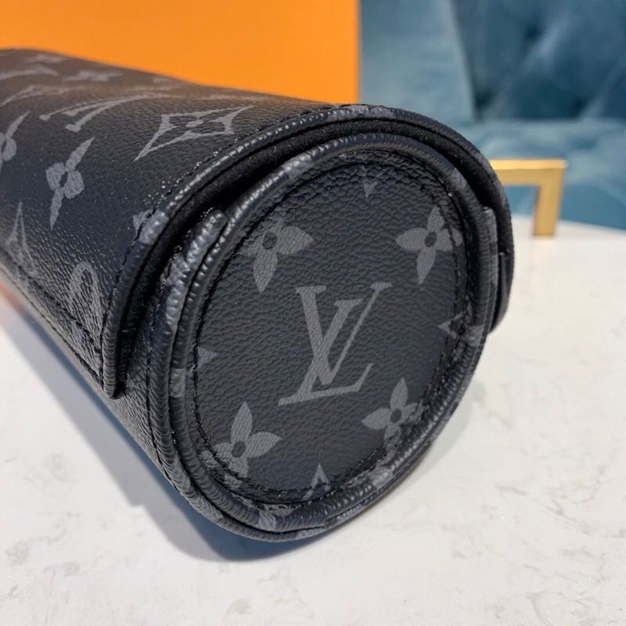 Louis Vuitton 3 Watch Case Monogram Eclipse Canvas For Men, Men’s Bags, Luggage 7.9in/20cm