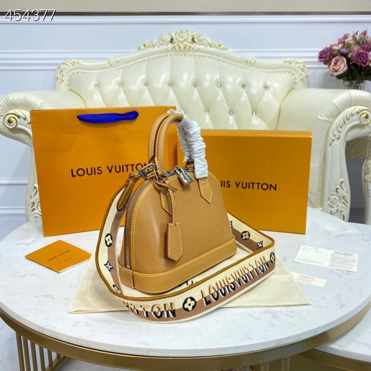 Louis Vuitton Alma BB Sunflower Yellow For Women, Women’s Handbags, Shoulder And Crossbody Bags 9.3in/23.5cm