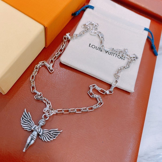 Louis Vuitton Angel Necklace Silver For Women