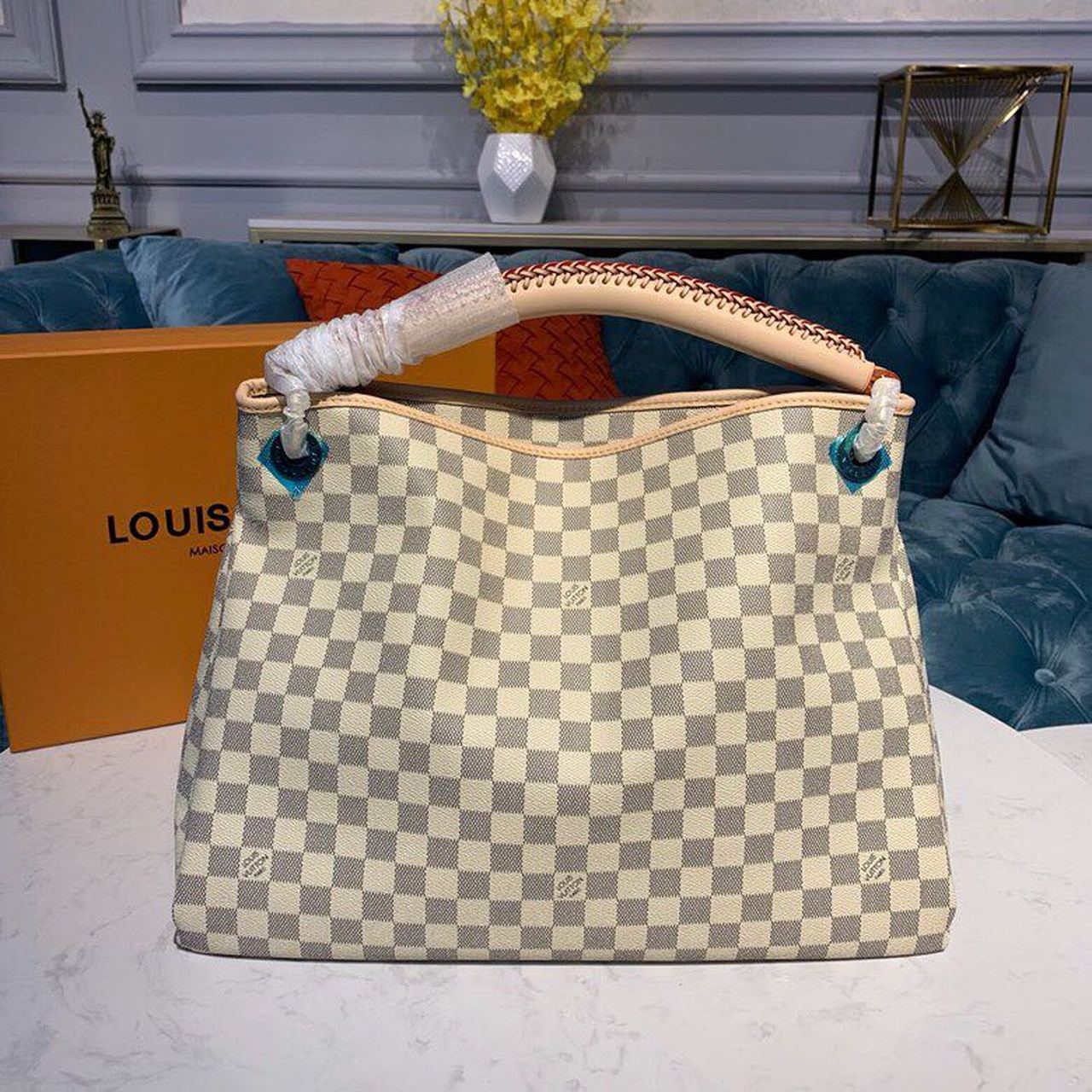 Louis Vuitton Artsy MM Damier Azur Canvas For Women, Women’s Handbags, Shoulder Bags 16.1in/41cm