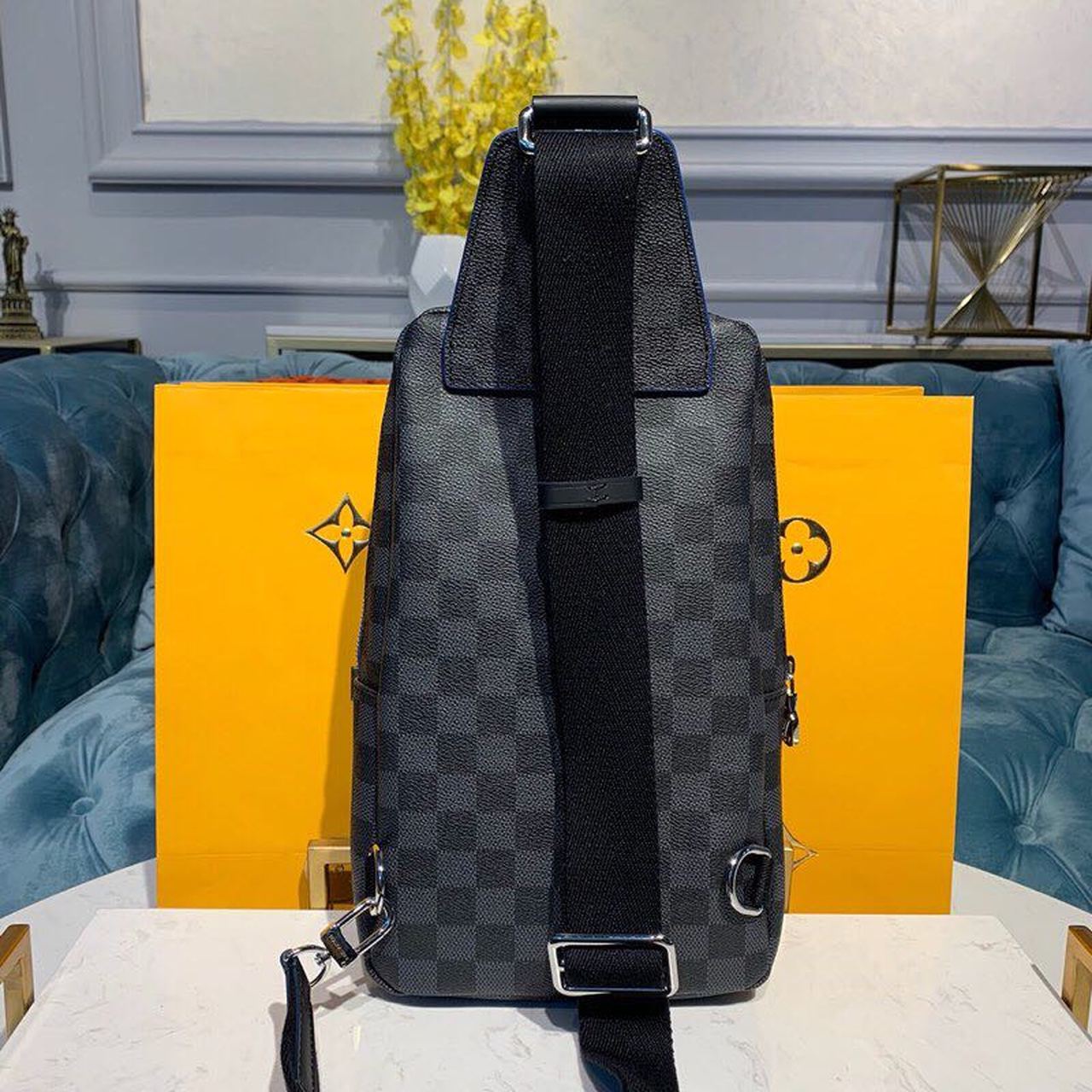 Louis Vuitton Avenue Sling Bag Damier Graphite Canvas Blue For Men, Men’s Bags, Crossbody Bags 12.2in/31cm