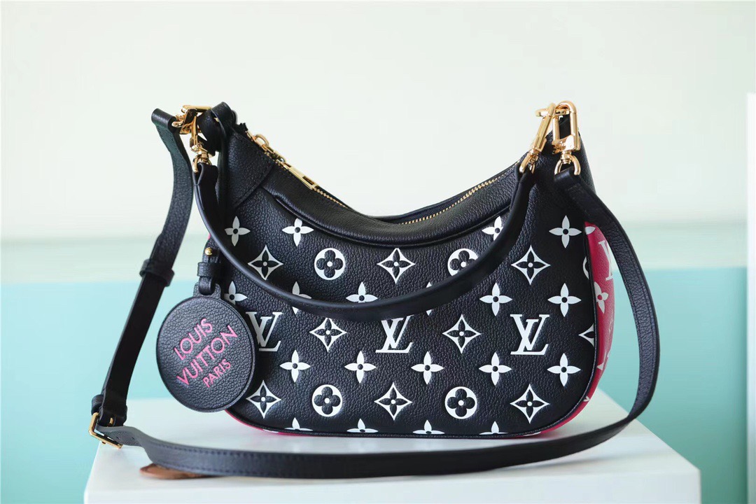 Louis Vuitton Bagatelle Monogram Empreinte Black / White / Pink For Women, Women’s Handbags, Shoulder And Crossbody Bags 22cm/8.7in