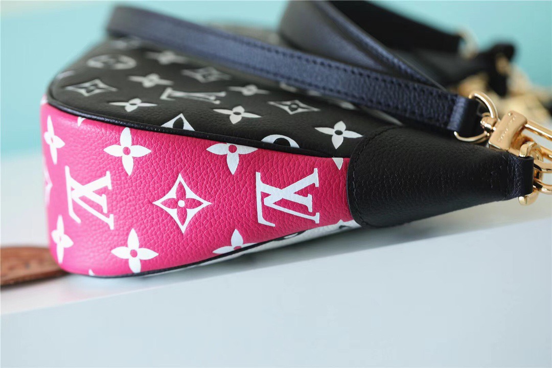 Louis Vuitton Bagatelle Monogram Empreinte Black / White / Pink For Women, Women’s Handbags, Shoulder And Crossbody Bags 22cm/8.7in