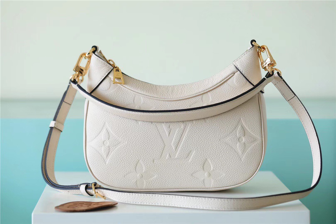 Louis Vuitton Bagatelle Monogram Empreinte Creme Beige For Women, Women’s Handbags, Shoulder And Crossbody Bags 22cm/8.7in