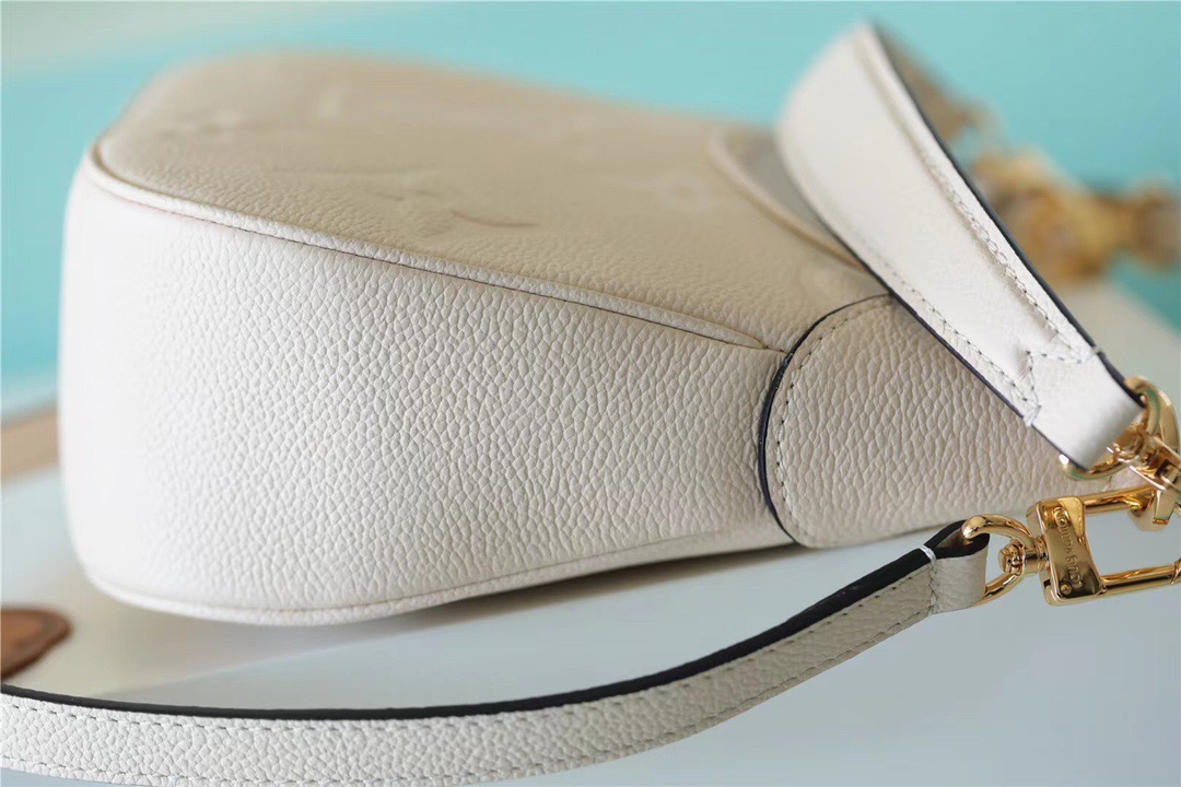 Louis Vuitton Bagatelle Monogram Empreinte Creme Beige For Women, Women’s Handbags, Shoulder And Crossbody Bags 22cm/8.7in
